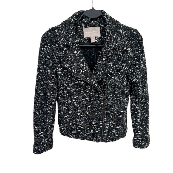 Banana Republic Jackets & Blazers - Banana Republic Tweed Moto Jacket Asymmetrical Women's 00P Petite Black